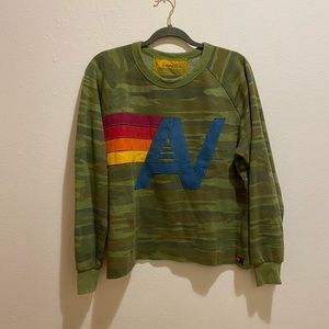 Aviator Nation Camo Cropped Crewneck